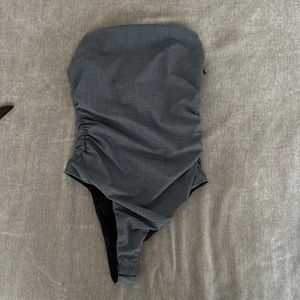 Strapless Gray Zara Bodysuit with Side Ruching Size Small